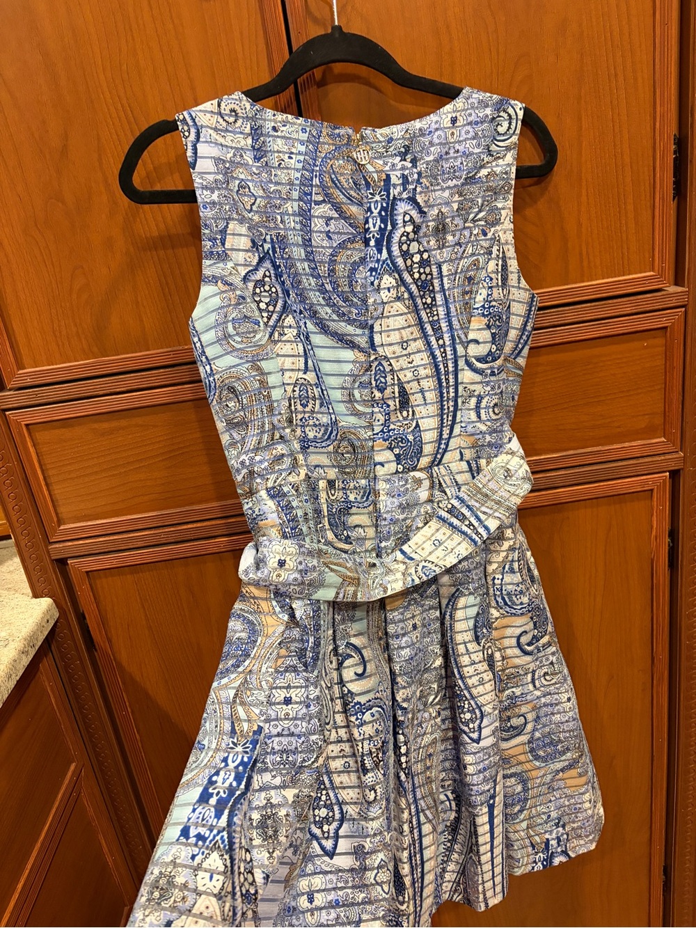 Tommy Hilfiger Blue and White Paisley Fit-and-Flare Dress